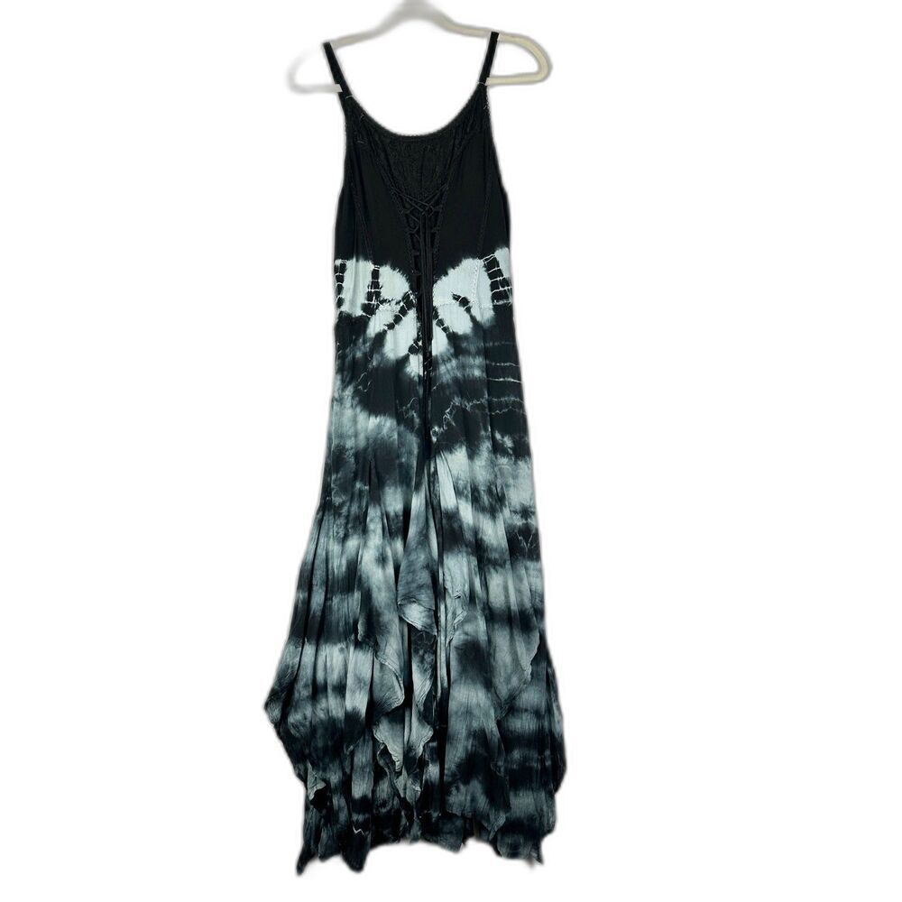 Advance Apparels Corset Tie Dye Fairy Midi Dress One Size Plus US L Pixie Hem